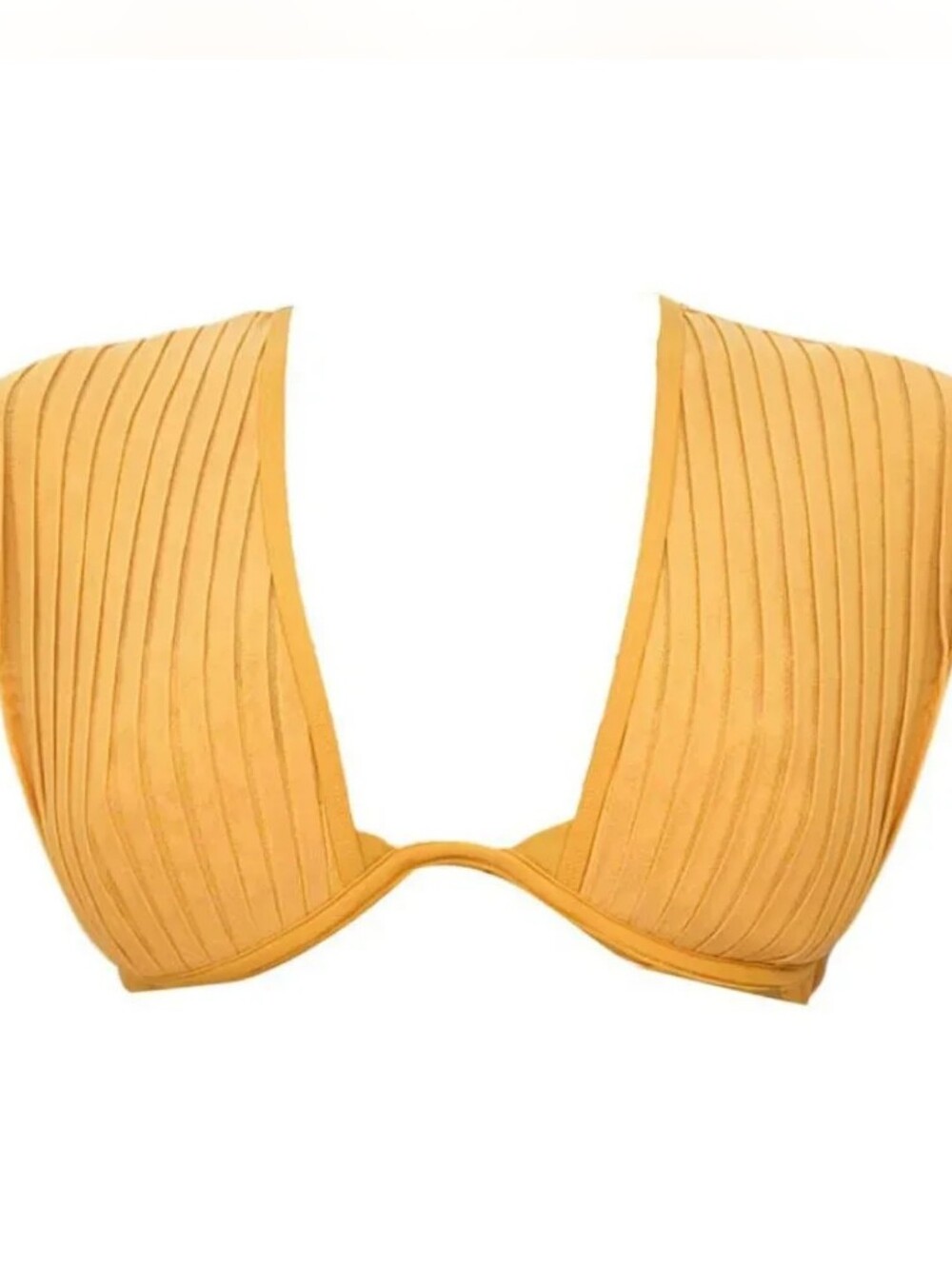 NWT Andrea Iyamah Pura Pleated Capped Sleeves Bikini Top In Mustard XS US 2-4